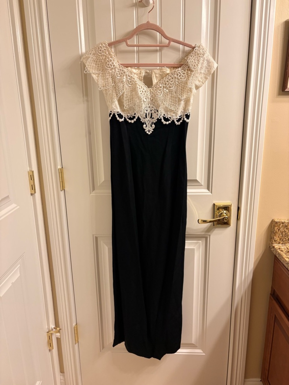 Scott McClintock Ivory Lace Black Column Dress Vintage 90’s Size 4 Prom Event